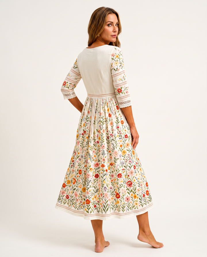 Elena Floral Pleated Midi Dress