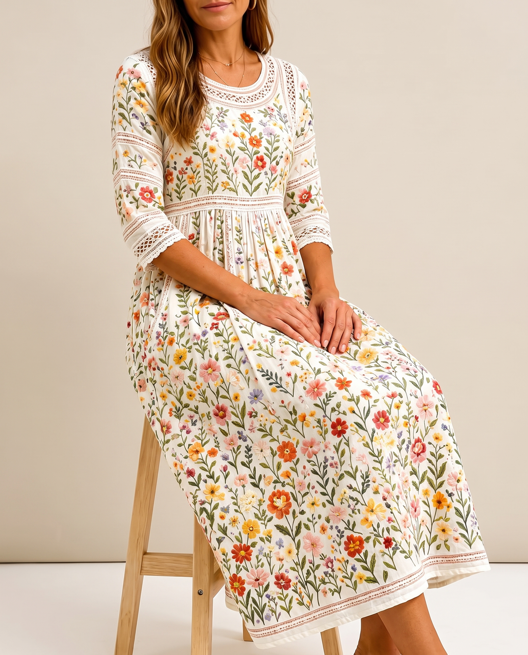 Elena Floral Pleated Midi Dress