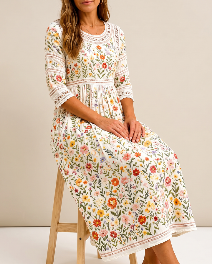 Elena Floral Pleated Midi Dress