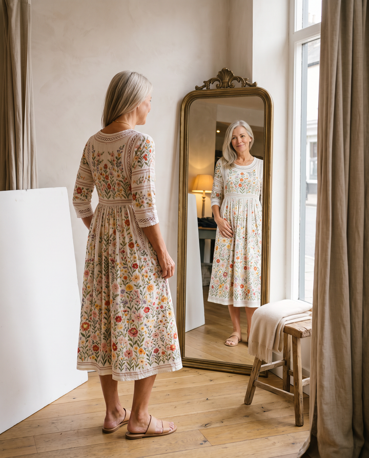 Elena Floral Pleated Midi Dress
